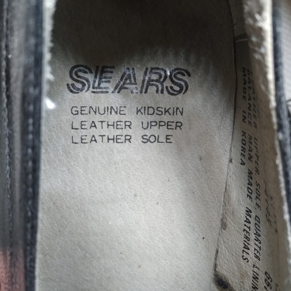 Vintage RARE* Sears Kidskin Lrather Moc Toc Derby Oxfords Sz 8.5 Black - Picture 8 of 9